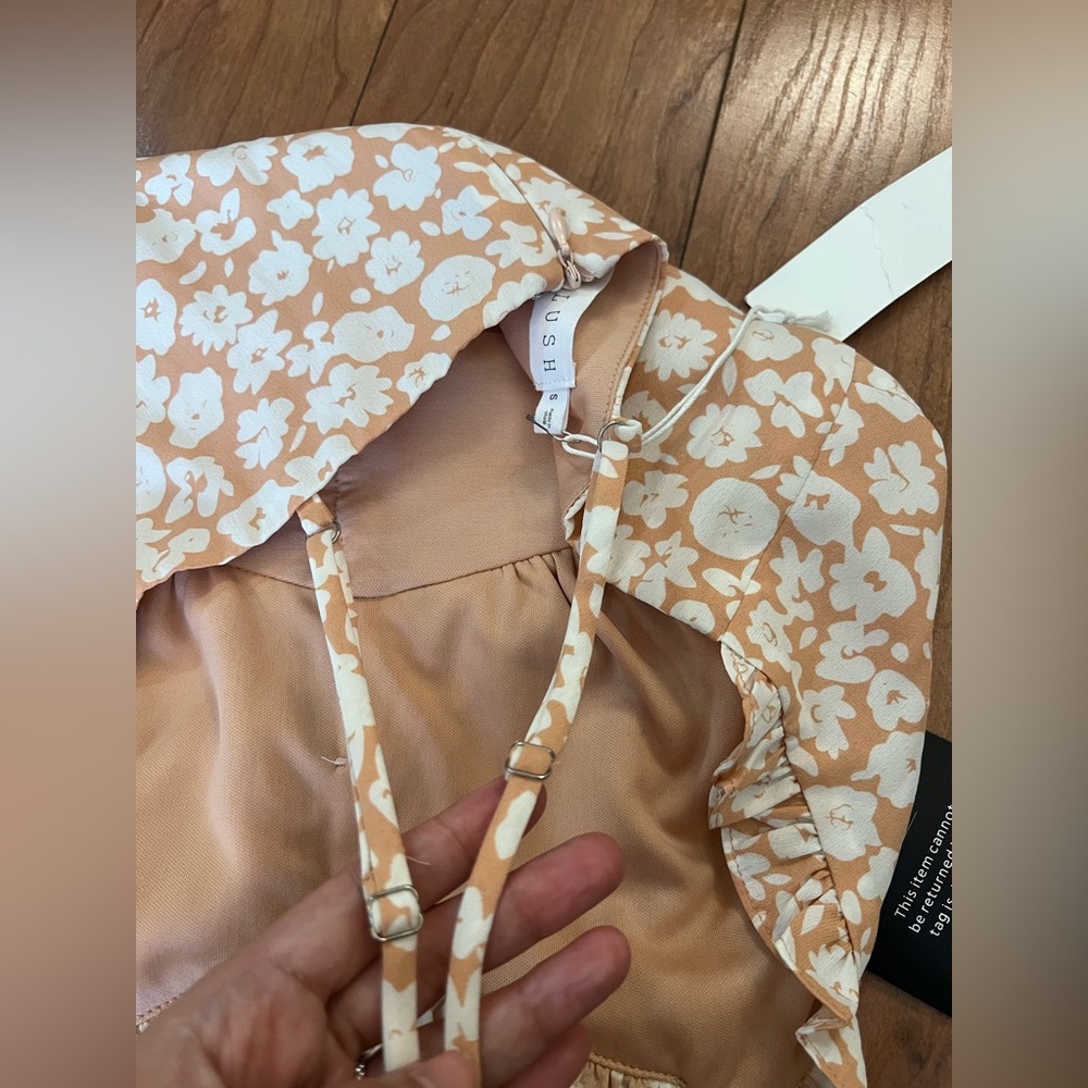 NWT Lulu’s x Lush Small Timeless Touch Peach Floral Print A-Line Midi Dress - Picture 10 of 16